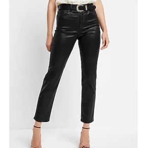 Express High Waisted Black Coated Straight Ankle Jeans